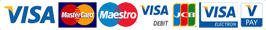 Most major credit & debit cards accepted Most major credit & debit cards accepted